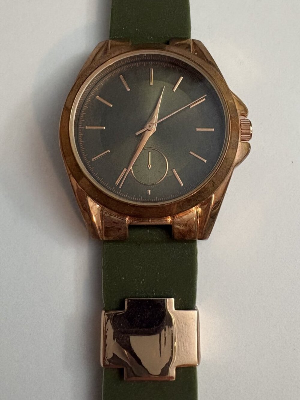 EUC Charming Charlie Women's Wristwatch Green with Rose Gold